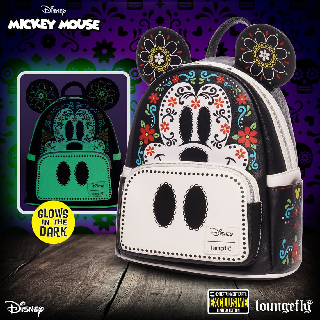 Mickey Mouse Dia Muertos Skull Mini-Backpack - EE Exclusive